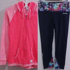 Bench Sweater Leggings Bundle Small Salmon Pink Zipper Hoodie Pants Flower Crop